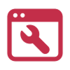 Icono de una ventana de un sitio web con una herramienta al medio